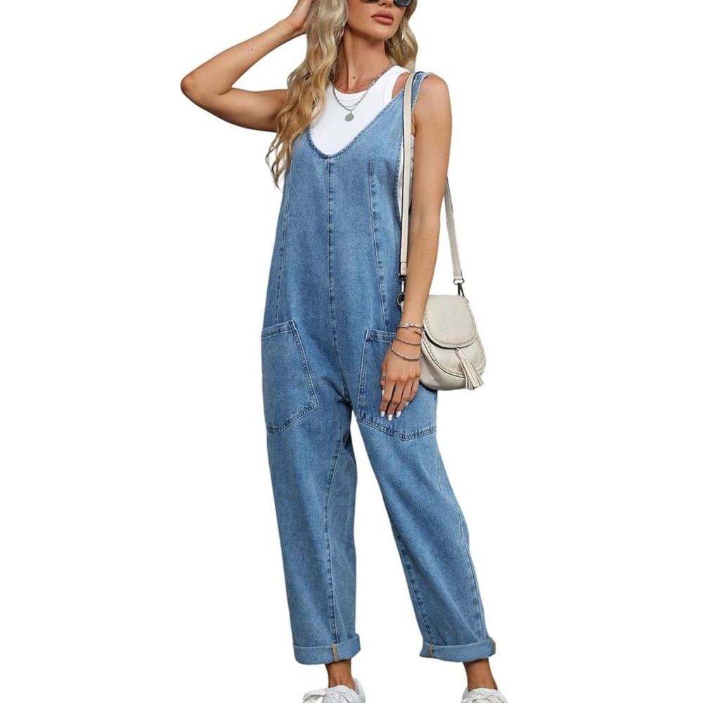 Blue Overalls Relaxed Fit Denim